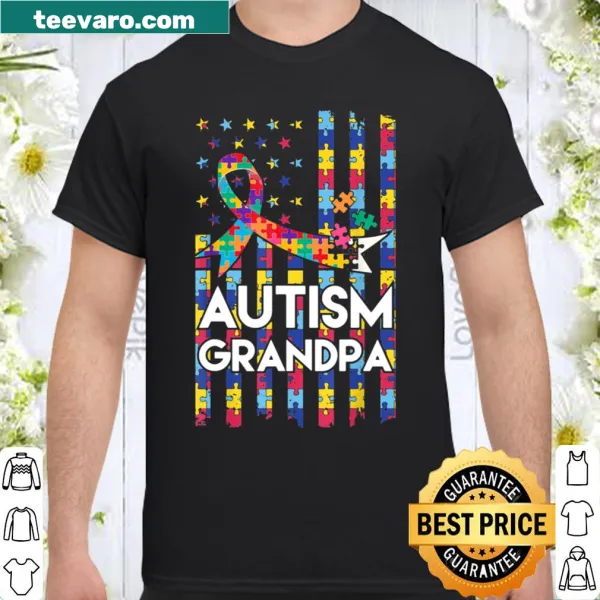 Vintage shirt with 'Autism Grandpa' text over US flag design