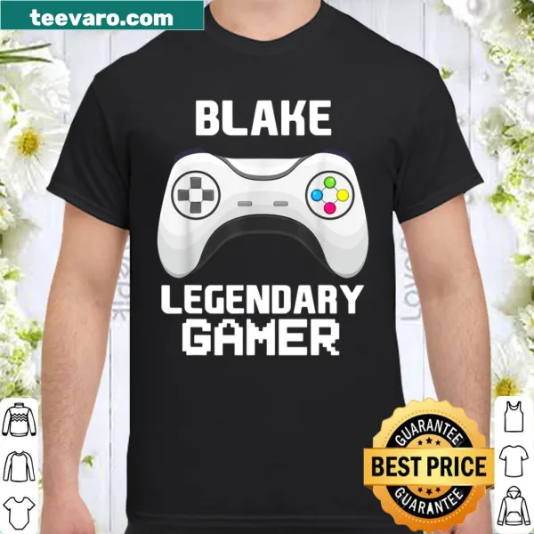 Personalized gamer shirt featuring the name Blake in bold typography.