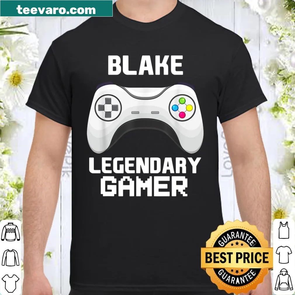 Personalized gamer shirt featuring the name Blake in bold typography.