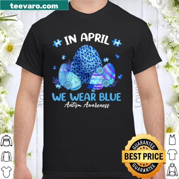 Easter shirt with blue leopard print eggs and awareness message