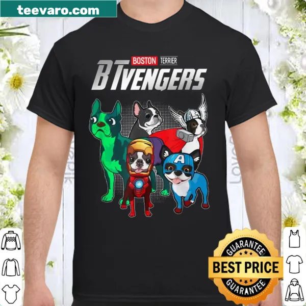 Humorous Btvengers shirt featuring Boston Terrier illustration
