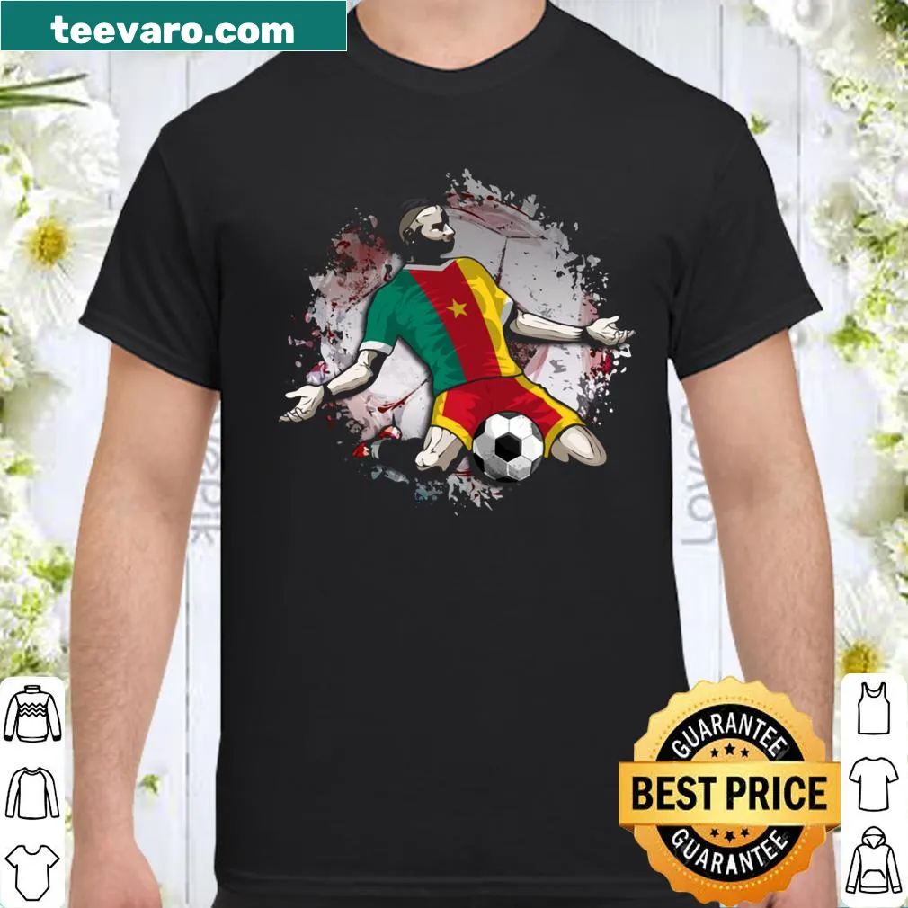 Cameroon soccer shirt with national flag design