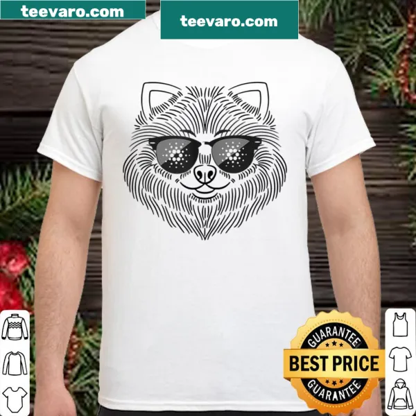 Adorable Pomeranian in sunglasses illustrated on a cute shirt.