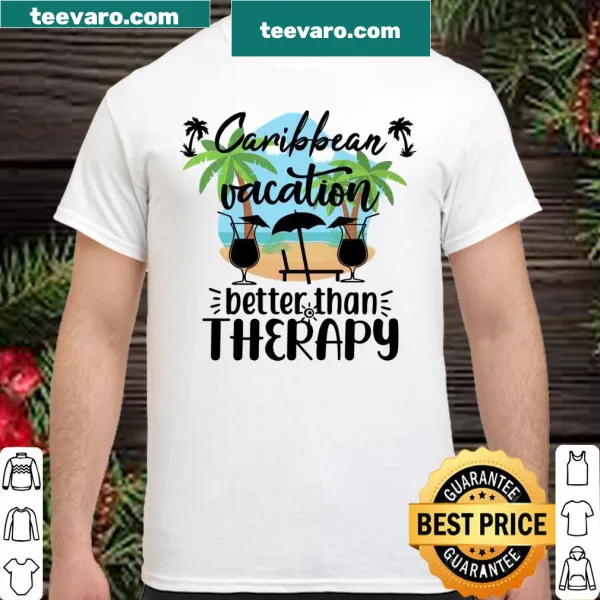 T-shirt depicting a relaxing Caribbean vacation theme