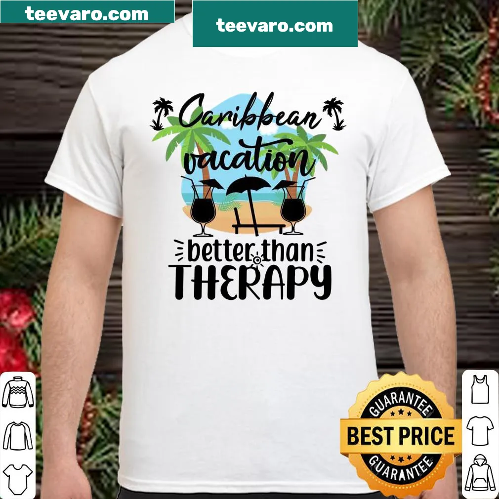 T-shirt depicting a relaxing Caribbean vacation theme