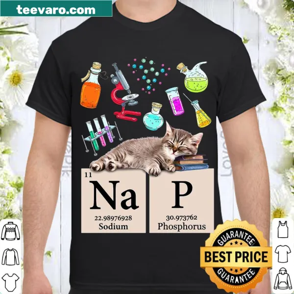 Playful shirt with 'Cat NAP' inspired by the periodic table