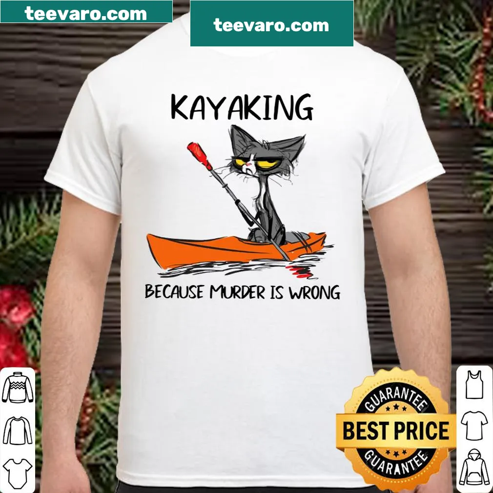 Humorous shirt about cat kayaking with funny text