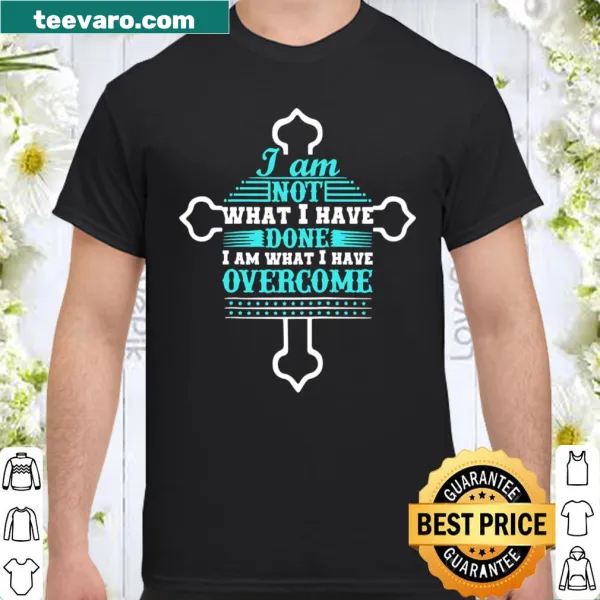 Raglan shirt displaying a Christian cross and recovery message