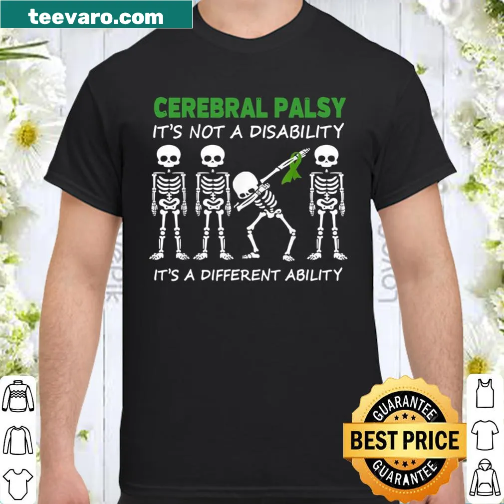 Shirt with skeleton design and the phrase 'It's a different ability'