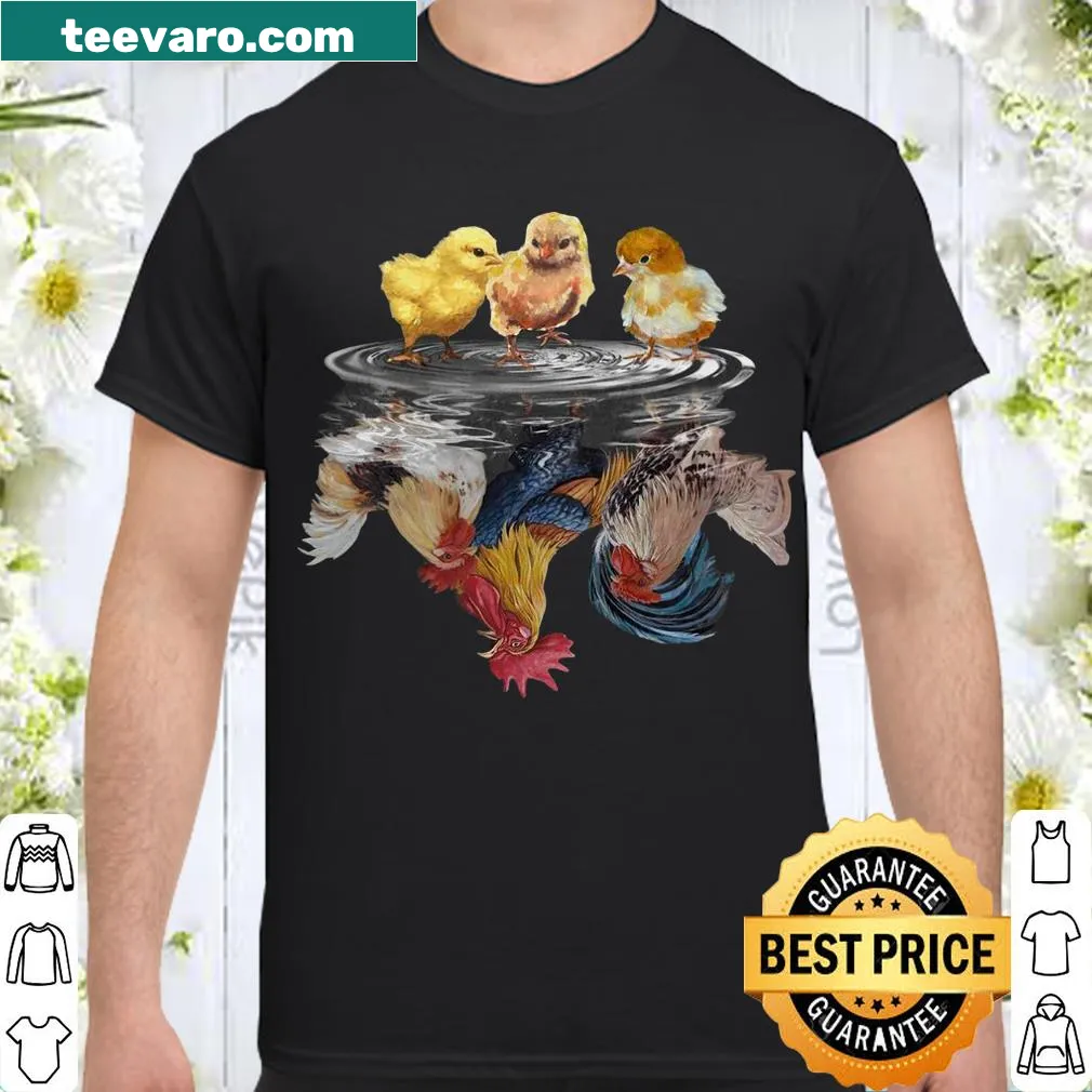 Shirt with whimsical watercolor chicken design