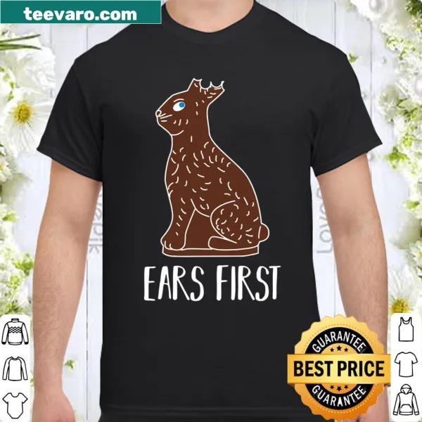 Playful shirt featuring a chocolate Easter bunny without ears