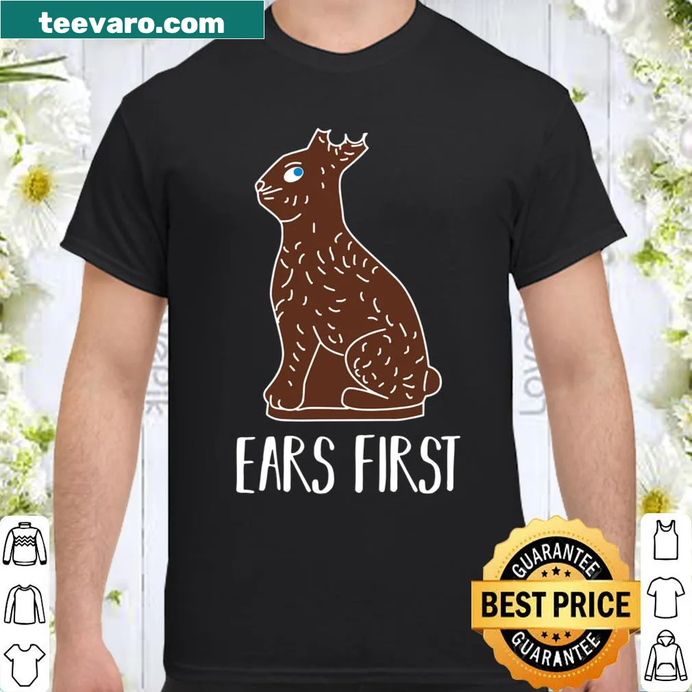 Playful shirt featuring a chocolate Easter bunny without ears