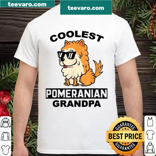 Illustration of a Pomeranian with 'Coolest Grandpa' text
