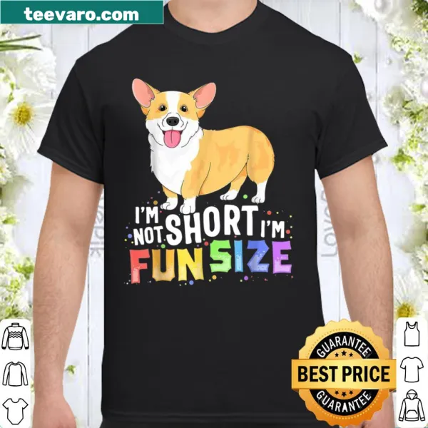 Cute shirt with an illustration of a Corgi and the phrase 'Fun Size'