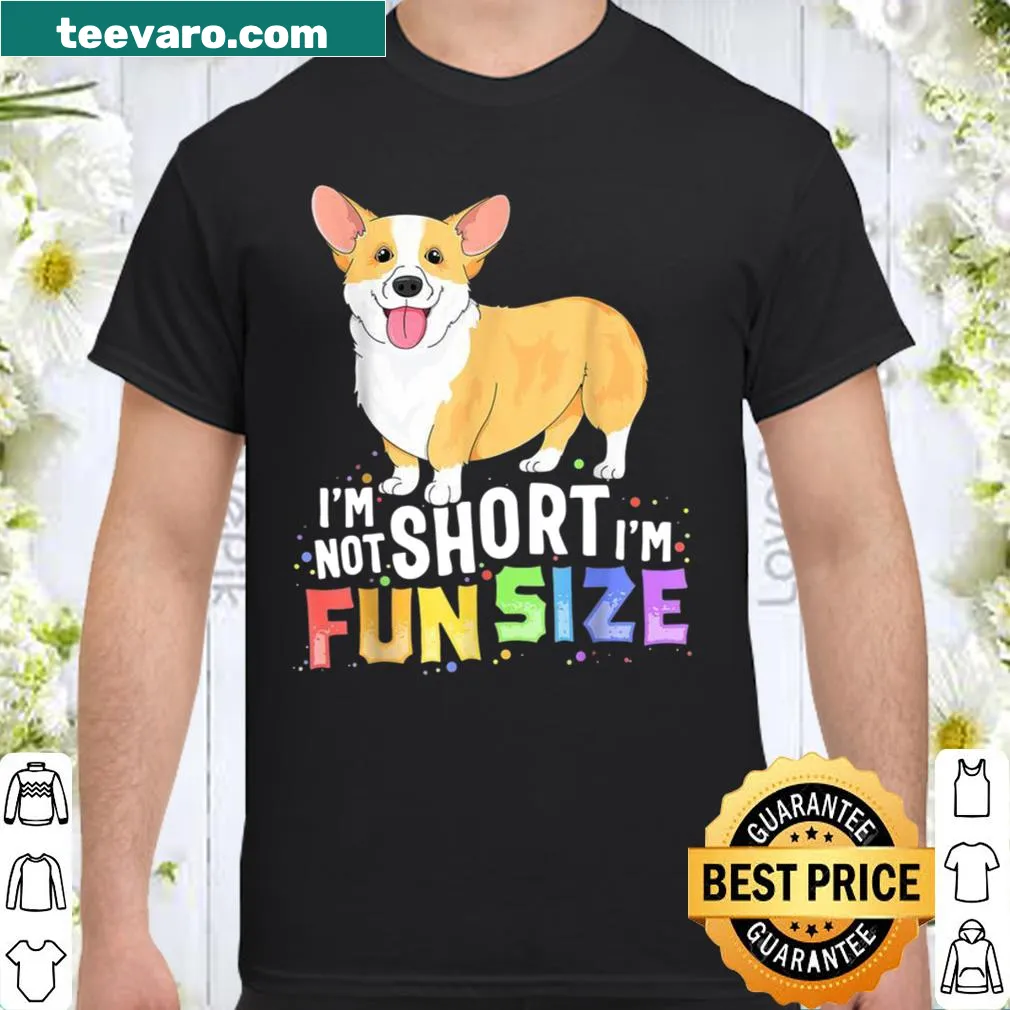 Cute shirt with an illustration of a Corgi and the phrase 'Fun Size'