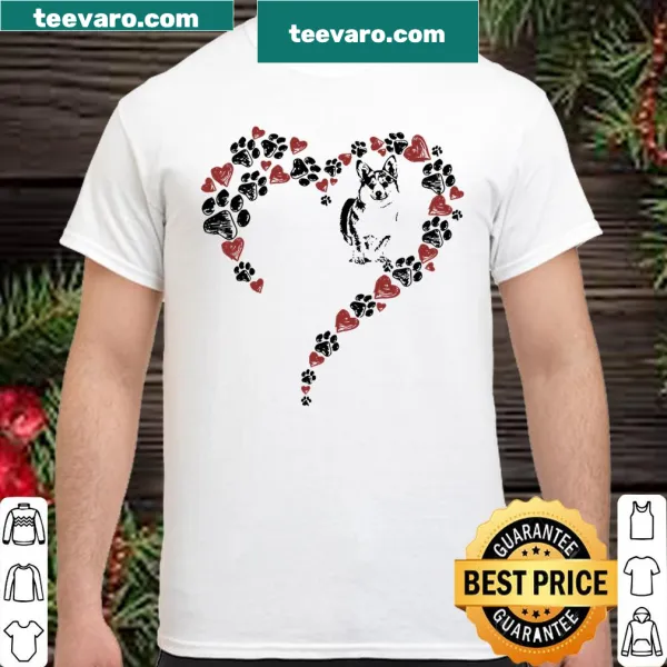 Cute illustration of corgi paws on a shirt