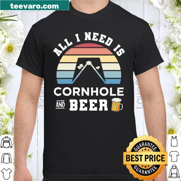 Humorous shirt celebrating cornhole and beer leisure activities.