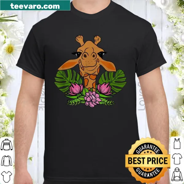 Adorable giraffe shirt with floral illustration