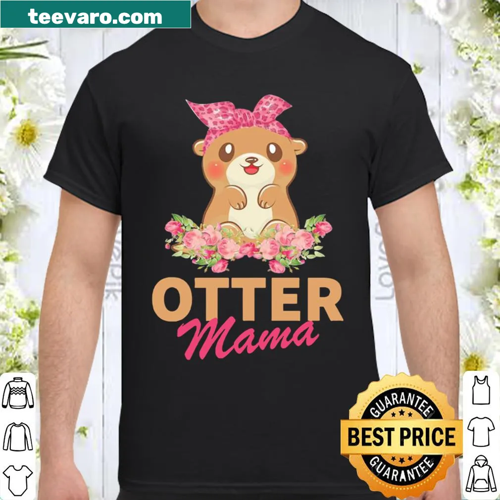 Cute otter graphic shirt surrounded by floral designs