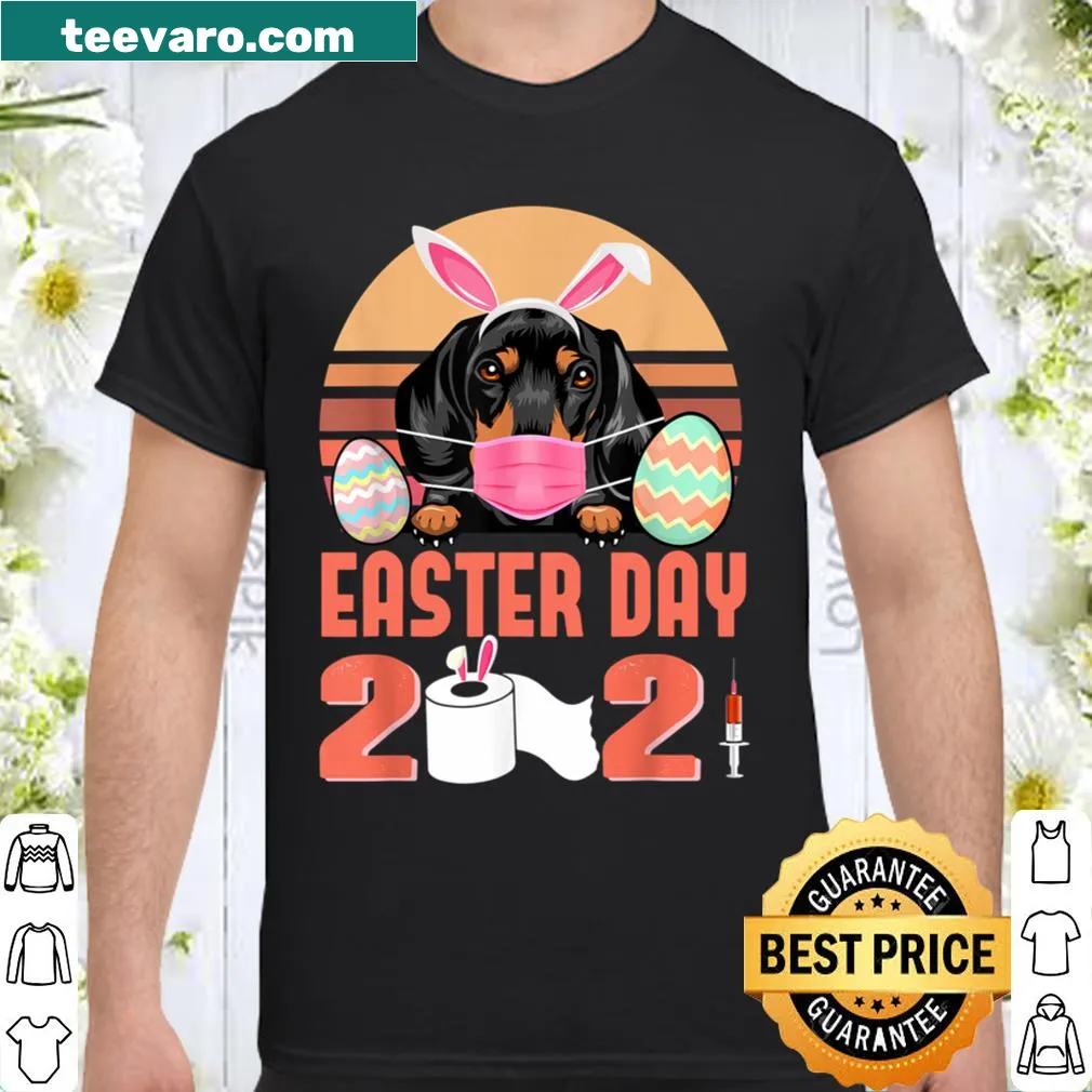 Dachshund and bunny graphic for Easter shirt