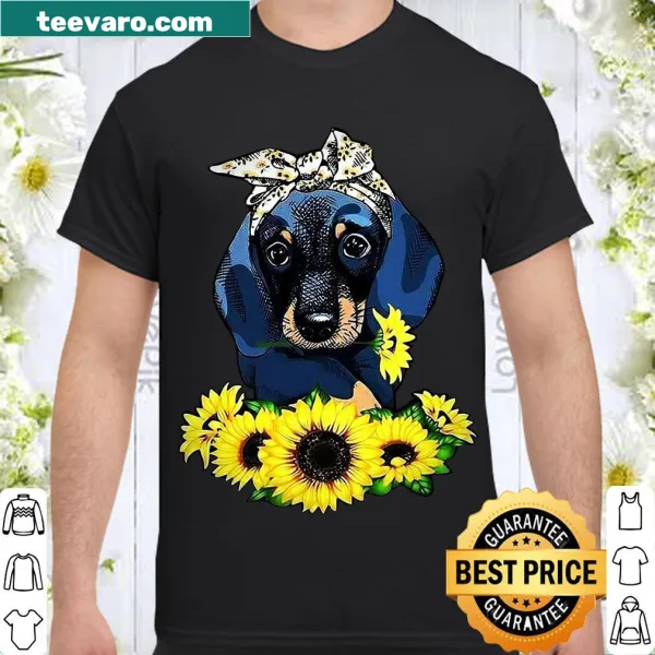 Illustrated dachshund mom shirt with floral design