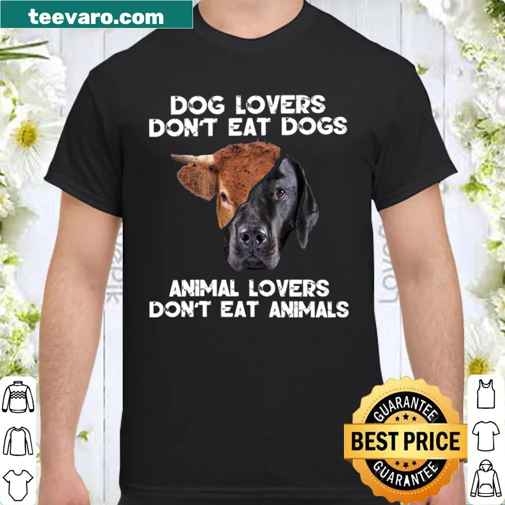 Humorous t-shirt declaring dog lovers don't eat dogs