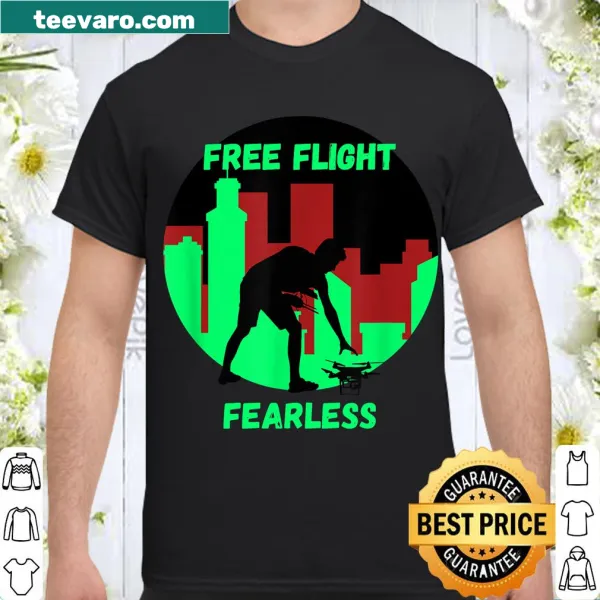 Drone pilot shirt featuring Fearless Free Flight text design