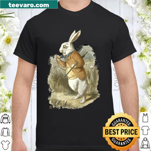 Whimsical Easter Bunny shirt inspired by Alice in Wonderland.