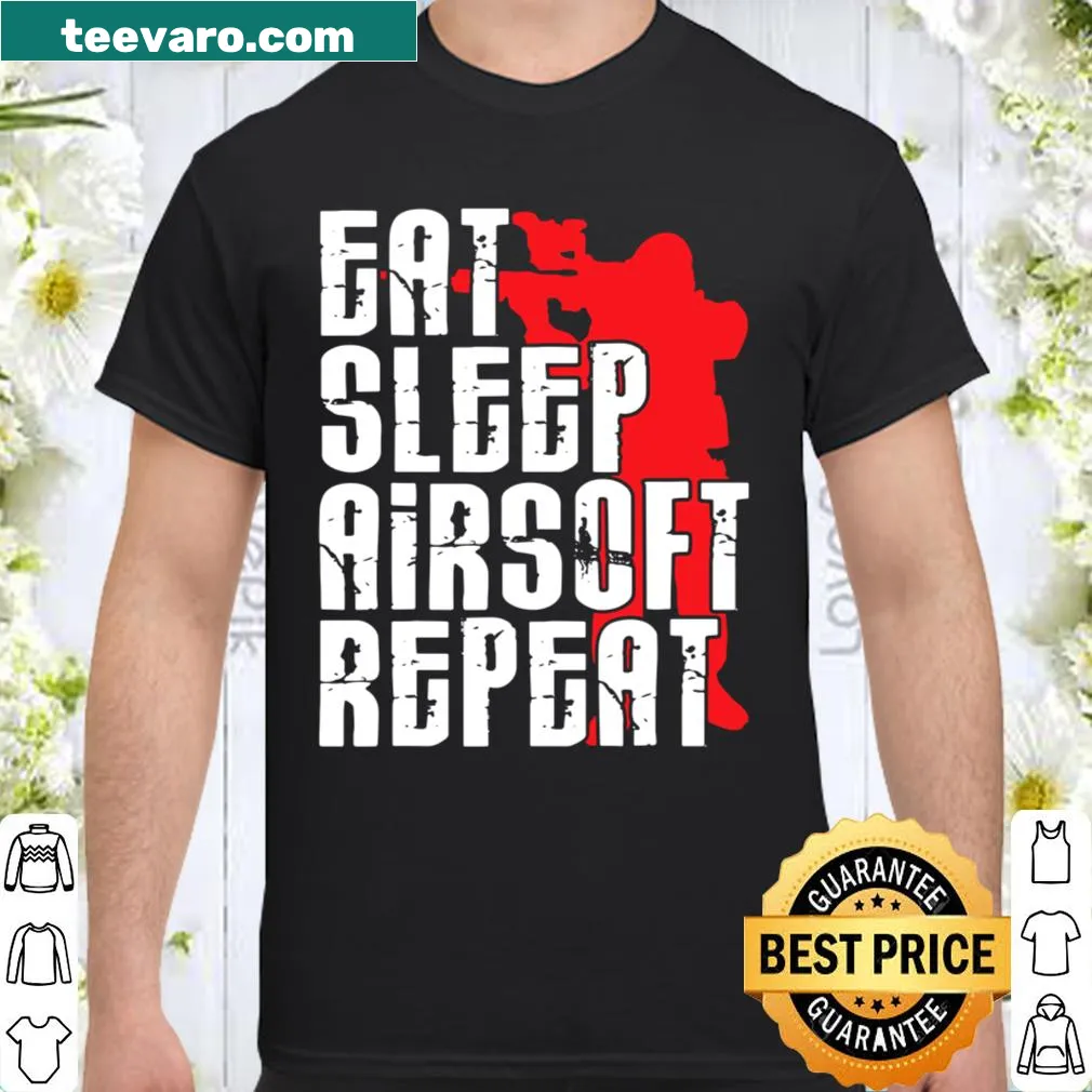 Shirt with the slogan 'Eat Sleep Airsoft Player' in bold typography