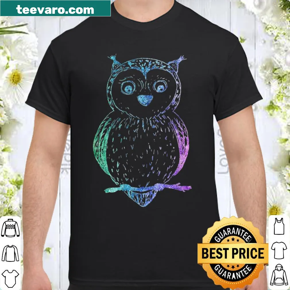 Watercolor owl graphic design on shirt