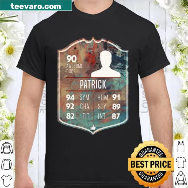 Shirt featuring an emblem design with the name 'Patrick'.