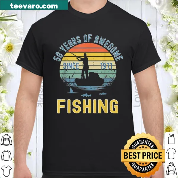 Fishing-themed 50th birthday shirt for fishermen