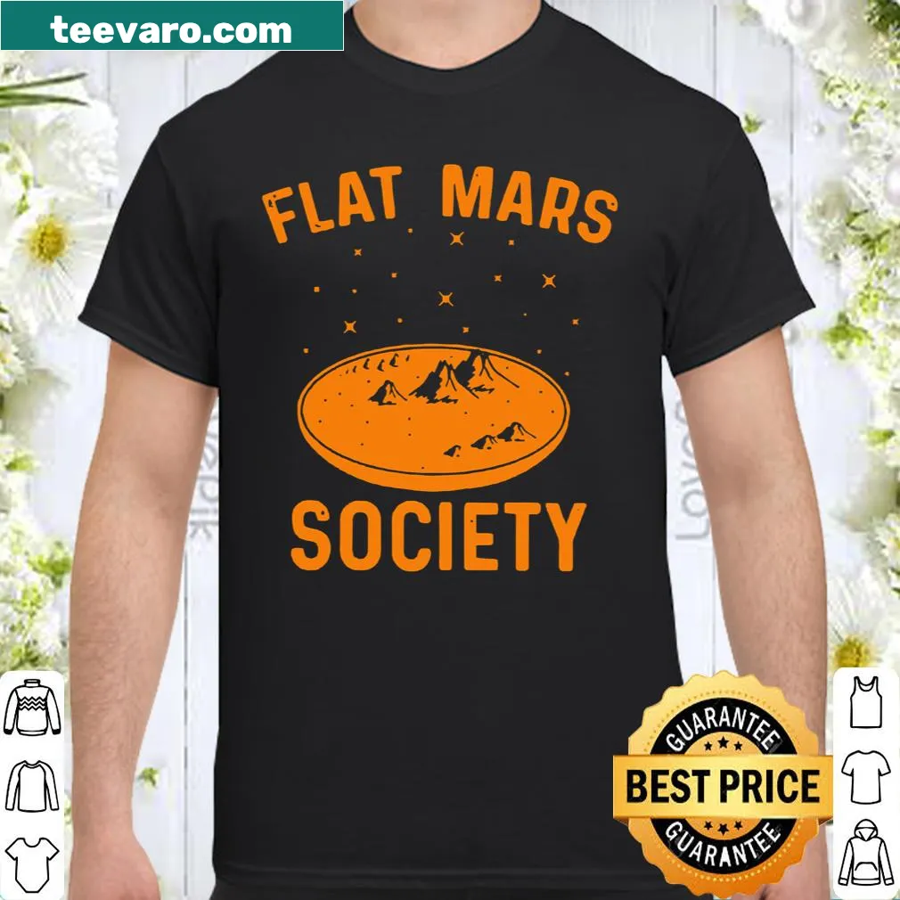 Quirky graphic of Mars representing Flat Mars Society humor