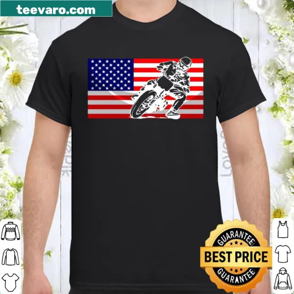 Graphic shirt featuring an American flat track motorcycle