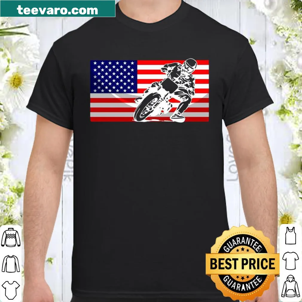 Graphic shirt featuring an American flat track motorcycle
