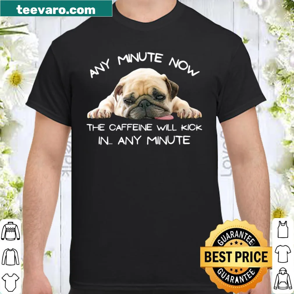Cute pug t-shirt with humorous dog and coffee design