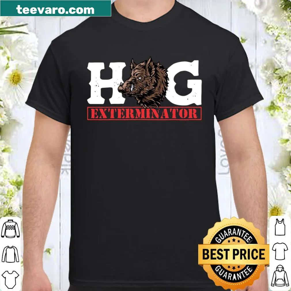 Humorous shirt for hog hunters with playful illustrations