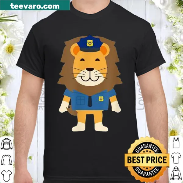 Cartoon lion in police uniform humorous design