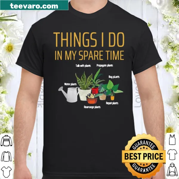 Gardener shirt featuring various plants and florals in a charming design