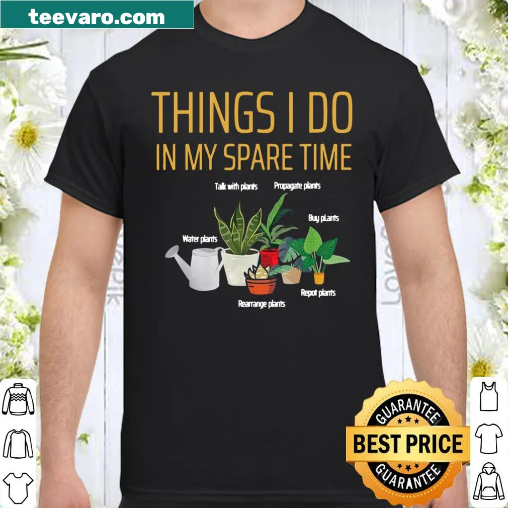 Gardener shirt featuring various plants and florals in a charming design