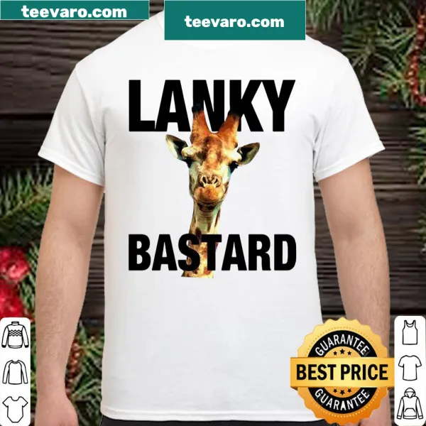 Whimsical giraffe cartoon t-shirt with a playful label