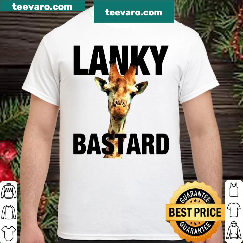 Whimsical giraffe cartoon t-shirt with a playful label