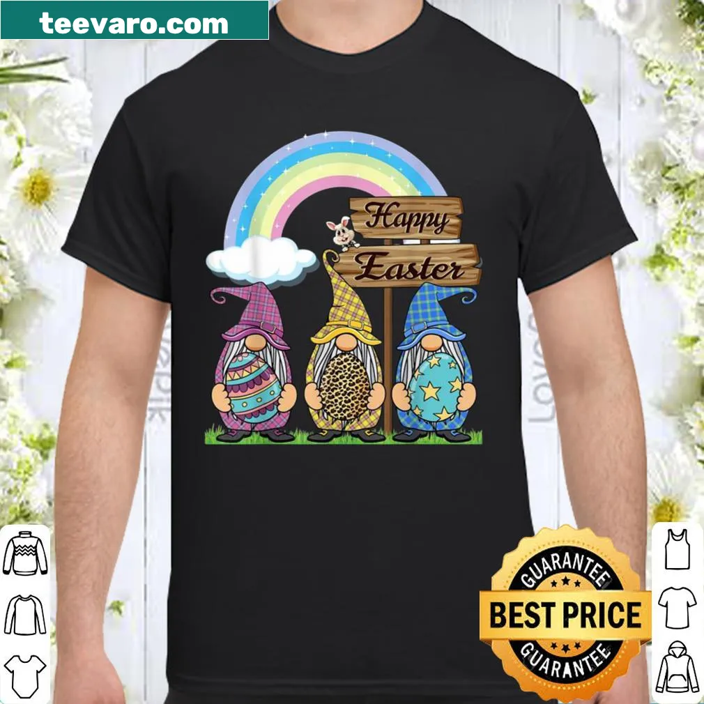 Gnome Easter shirt featuring a leopard print Easter egg illustration