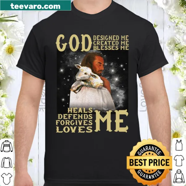 Inspirational shirt with a faith-based message about divine love and strength.