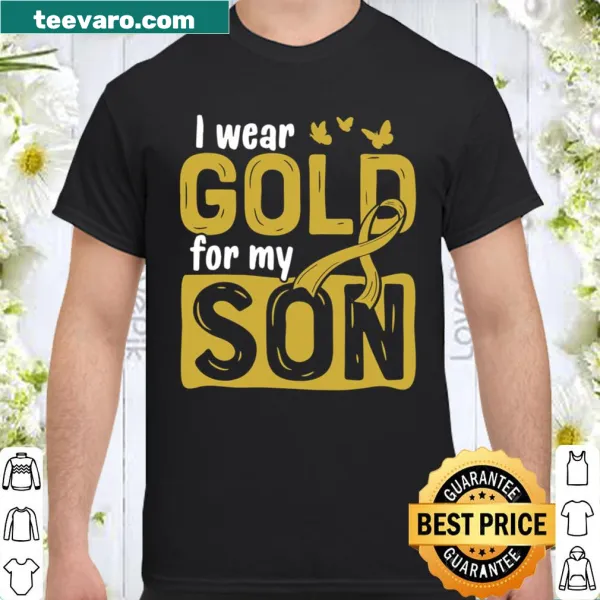 Gold ribbon shirt for childhood cancer awareness with heartfelt text