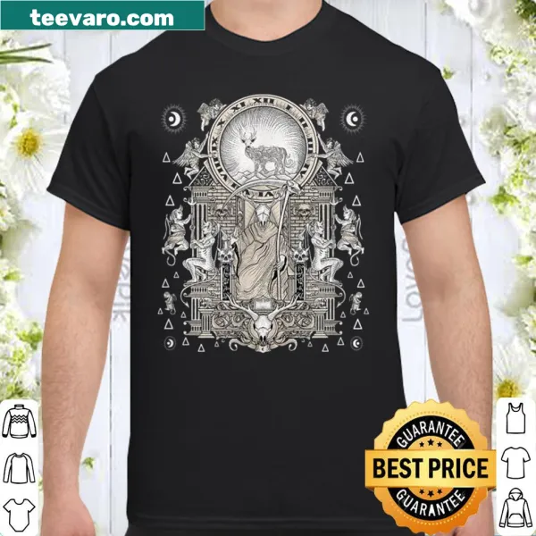 Gothic shirt featuring vintage moon and rose witchcraft design