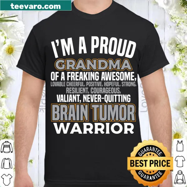 Grandma warrior shirt featuring gray ribbon for brain tumor awareness