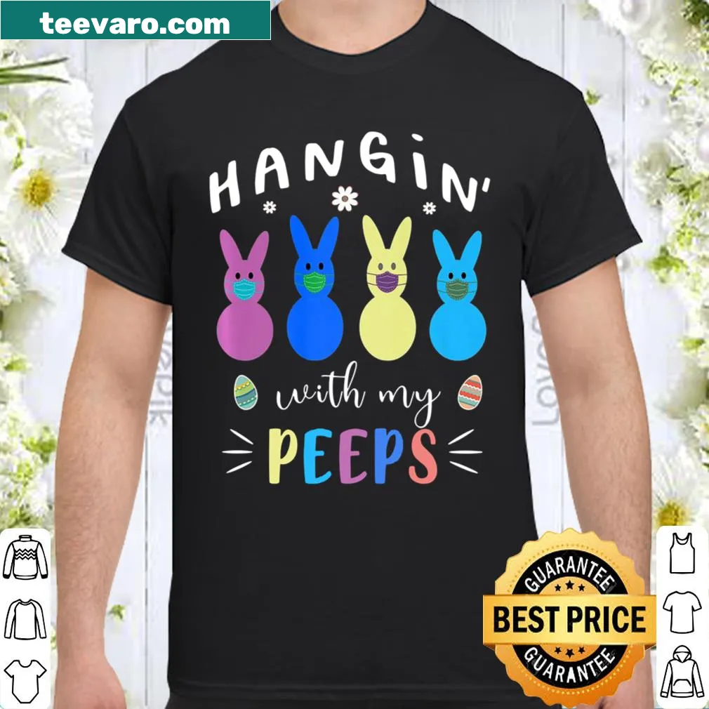 Easter-themed shirt with a playful cartoon bunny and the phrase 'Hangin' With My Peeps'