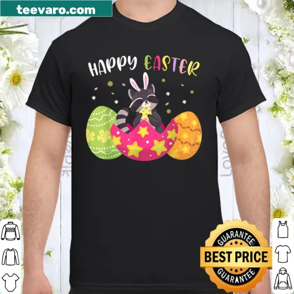 Cute Easter shirt with raccoon and bunnies graphic
