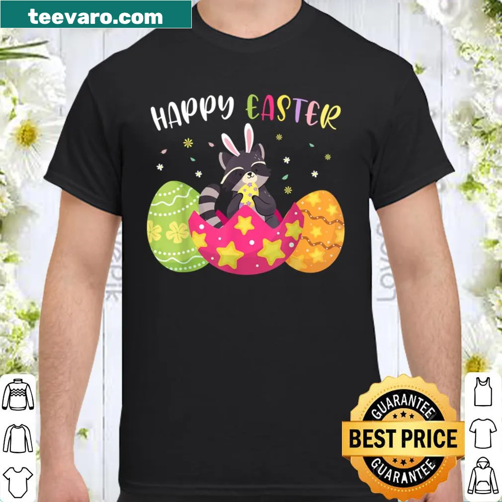 Cute Easter shirt with raccoon and bunnies graphic